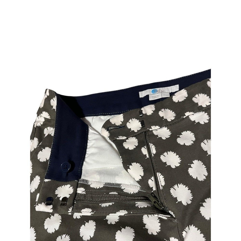 Boden Richmond Pants Womens 8R Olive Green White Leaf Print Cotton Stretch 8R - Picture 4 of 8
